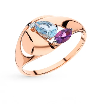 

Gold ring with amethyst, topaz and cubic zirconia sunlight sample 585