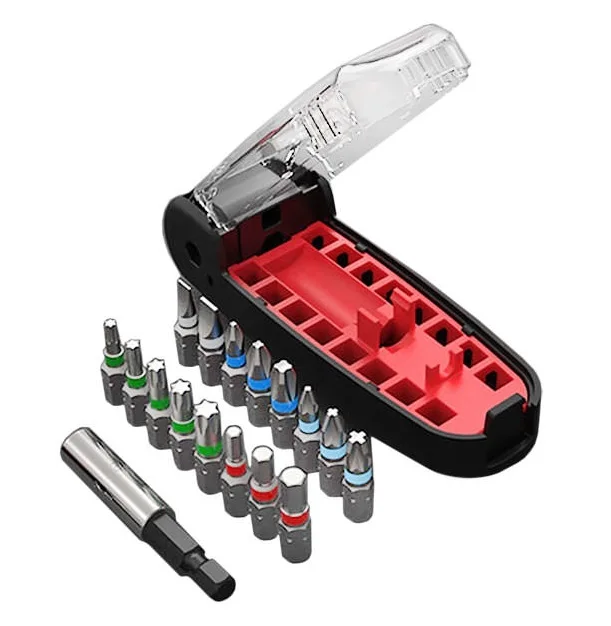 Отвертка с битами Xiaomi Wiha Crocodile Mouth Bit Black 17 Piece Set(Черно-красный