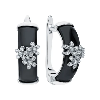 

Silver earrings with ceramics and cubic zirconia sunlight sample 925