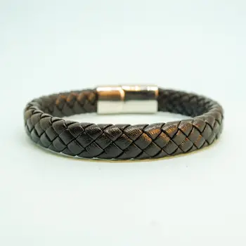 

Leather bracelet (genuine leather, magnetic lock, black) 51149