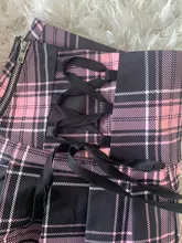 Sweetown-faldas góticas con cordones para mujer, Falda plisada de encaje a cuadros, estilo Punk oscuro, ropa de estética para chica, Y2K, Raya Rosa