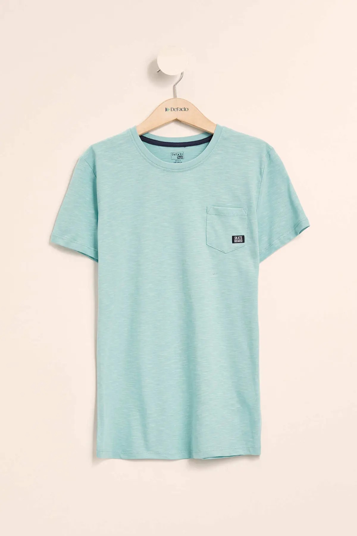 

DeFacto Boy Fashion Short Sleeve T-Shirt Kids Casual Pure Color Cotton Tops Boys Comfort Loose Clothes Summer - K1691A619SP