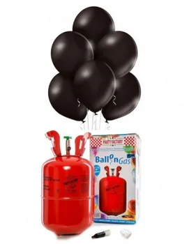 

Helium cylinder Disposable 0.25m3 with 30 Black Balloons Metallic