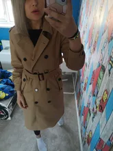 Vee Top-gabardina larga informal para mujer, prendas de vestir con doble botonadura, fajas a la moda, abrigo de oficina, elegante, diseño elegante, color sólido, 902229