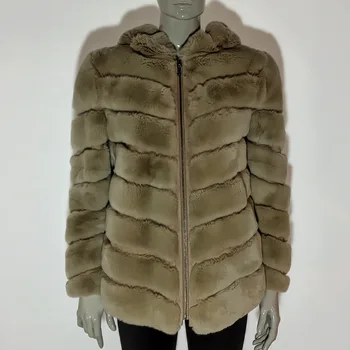 Preise Frauen Winter Herbst Echt Rex Kaninchen NatĂŒrliche Pelz Honig Schaum Farbe Navy Blau MĂ€ntel Neue Mode Elegante Zipper Oberbekleidung Jacke