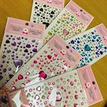 1 hoja de calcomanía en forma de corazón para niños, diamantes de imitación, cuentas acrílicas, libro de recortes, decoración de notas, juguete artesanal