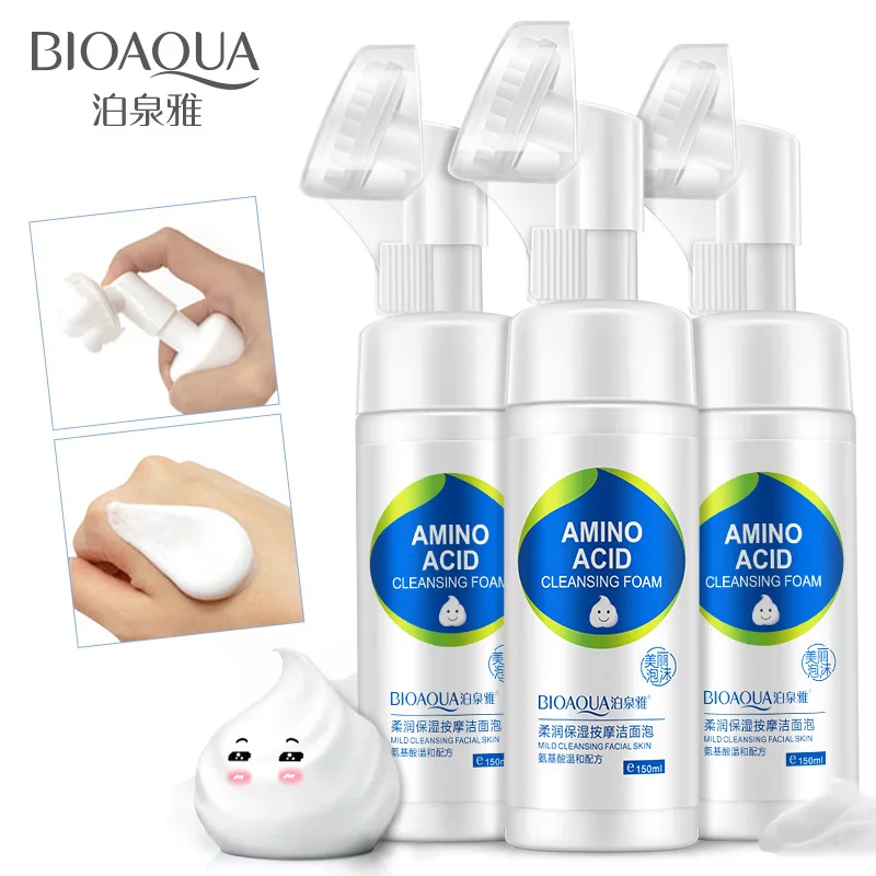 Мусс-пенка для умывания со щеточкой и аминокислотами BIOAQUA | Красота здоровье