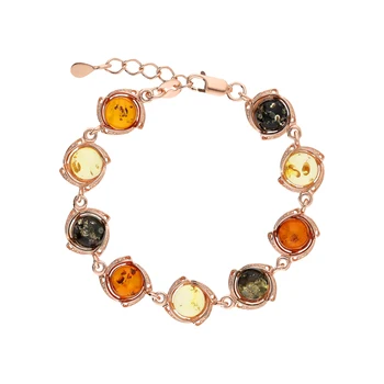 

Silver Bracelet with amber sunlight