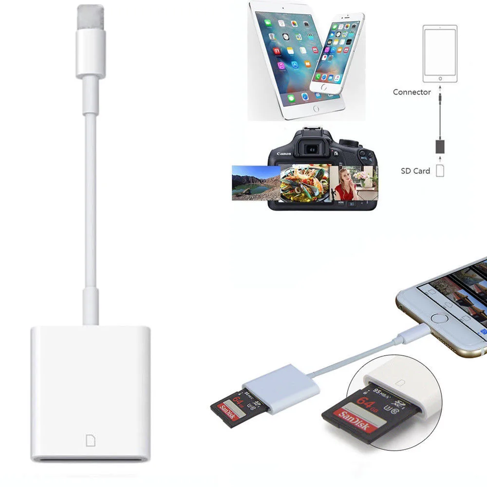 USB кард-ридер белый горячий Lightning к SD кард-ридер кабель-адаптер для iphone 8 Plus 6S Apple iPad Pro Air Mini