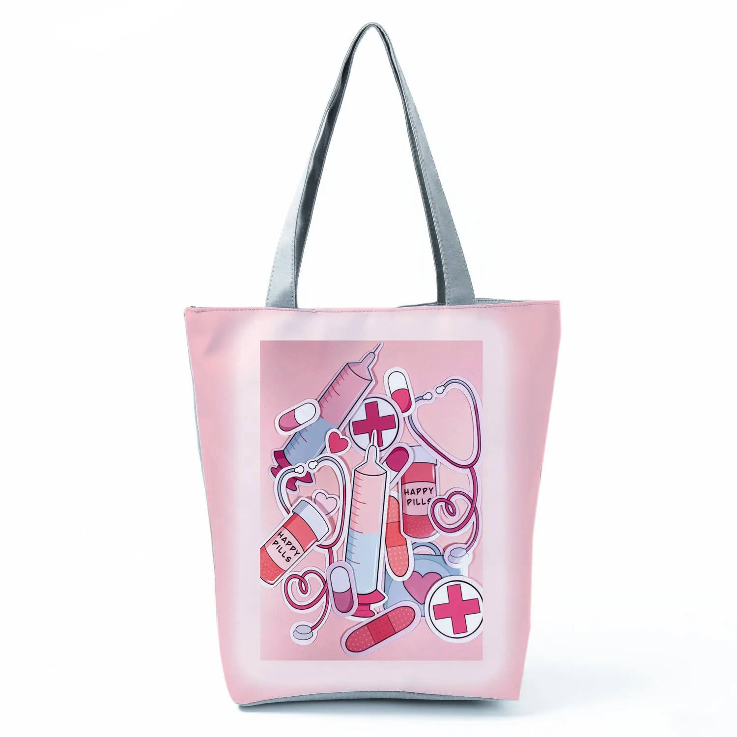 Fashion Nurse Pattern Shoulder Bags Medical Box Print Handbags for Women All-Match Portable Shopping Bag High Capacity Beach Bag 
