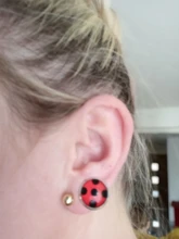 Pendientes de mariquita con Clip para las orejas, aretes de mariquita para Cosplay y mujer, aretes de lunares para chicas, regalos de fiesta, joyas de Anime 2020