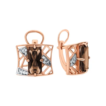 

Silver earrings with раухтопазами and cubic zirconia sunlight sample 925 test