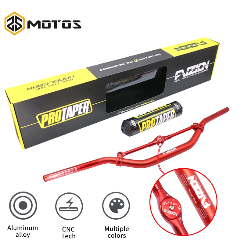 

ZS MOTOS Handlebar For Pro Taper Pack Bar 1-1/8" Handle Bar Pads Grips Pit Pro Racing Dirt Pit Bike Motorcycle With CNC Adapter