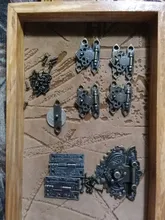 DRELD-caja de ferretería de bronce antiguo para muebles, pestillo con hebilla de palanca y bisagras de armario decorativas para joyería, caja de madera, 2 uds.