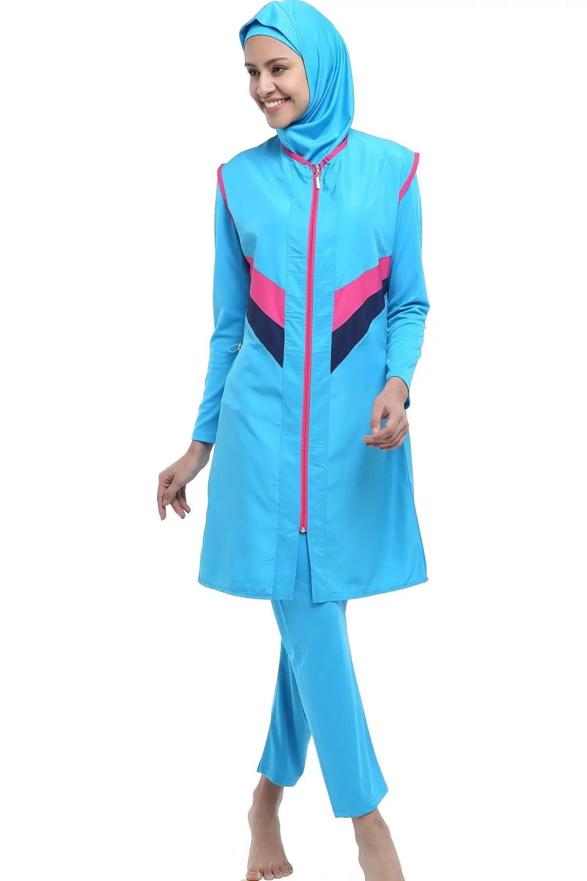 Argisa 7121 Jileli широкие колготки длинный купальный костюм с хиджабом S-XXL мусульманский хиджаб Исламский купальник купальный костюм - Цвет: Turkuaz