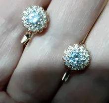 Pendientes de lujo con hebilla de circonia cúbica para mujer, aretes de Color blanco, oro rosa, 2020