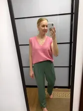 Pullover Vest Sweater Knitted Pink Winter Women Warm Girls Autumn V-Neck Casual New