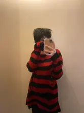 Suéter de talla grande Punk gótico para hombre y mujer, vestidos largos Unisex, Jersey calado, holgado, Delgado, Rock, rayas, 2020