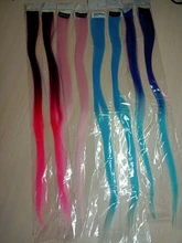 Lupu-extensiones de cabello sintético para niña, horquilla larga y lisa con un Chip en color arcoíris resaltado, para cabello falso