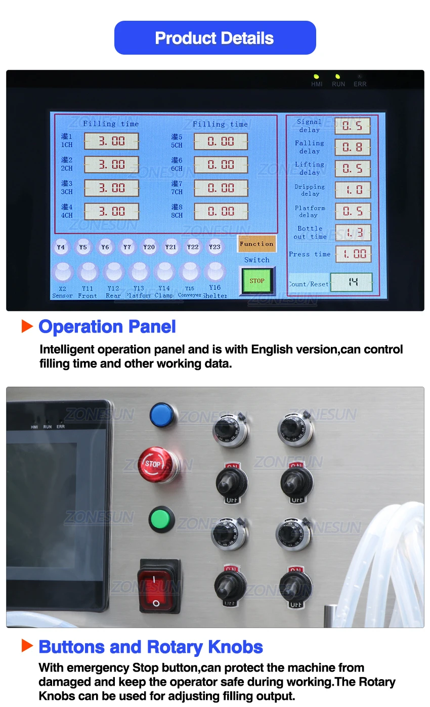 ZONESUN 4 Nozzles Full Automatic Magnetic Pump Liquid Filling Machine