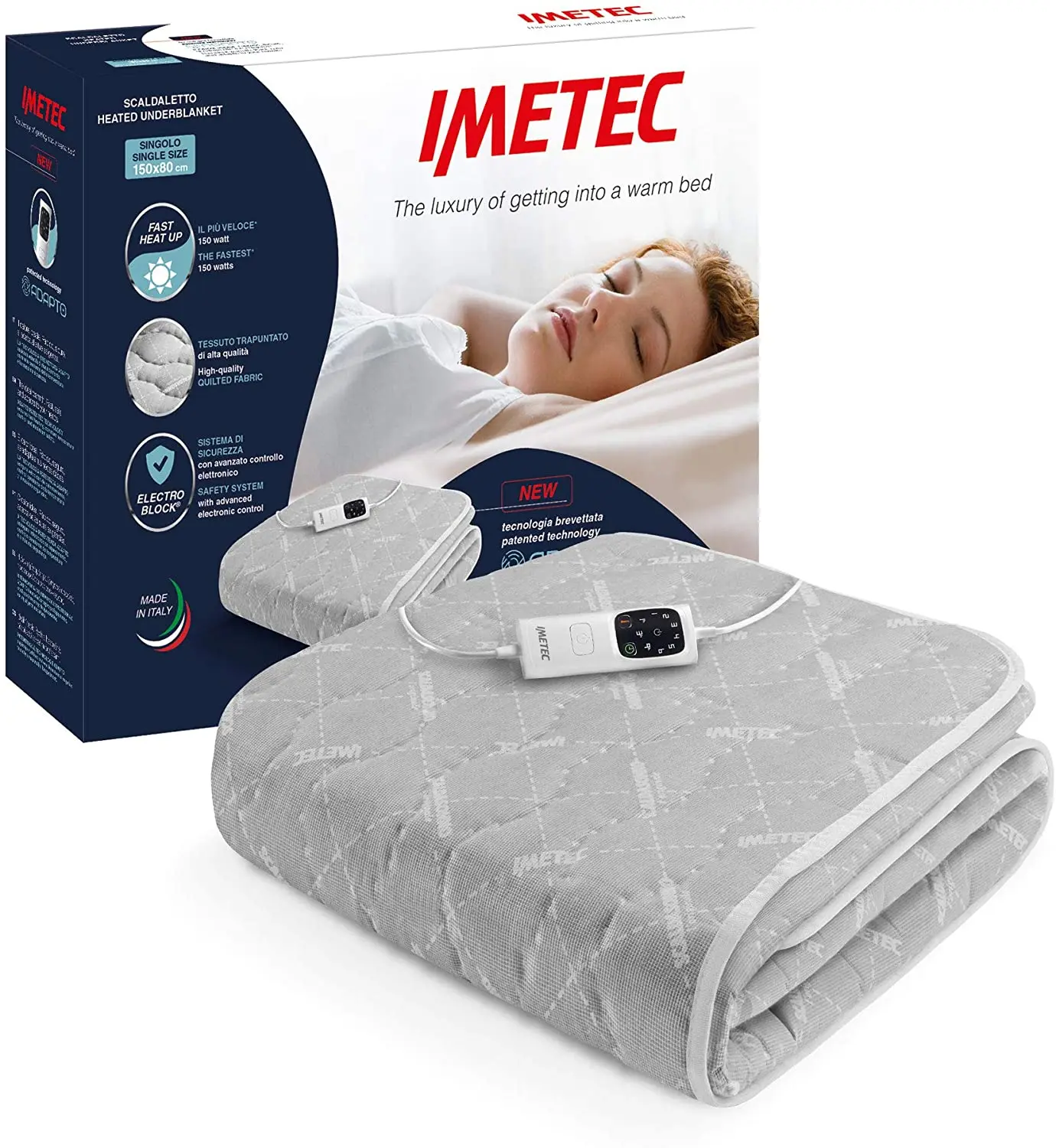 Imetec Adapto - Individual Calientacamas 150x80 cm or Marriage Calientacams  150x160 cm, Quilted Fabric, 2 Controllers with 6 Temperature Levels -  AliExpress