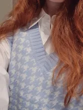 De moda Jersey chaleco sin mangas de las mujeres jersey de cuello en v suéter de punto de invierno coreano lindo suéter 2020