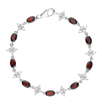 

Silver Bracelet with cubic zirconia and Garnet sunlight sample 925