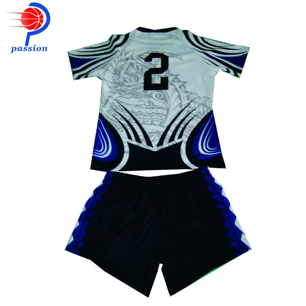 MOQ 5 Sets $47 Each Blue Black White Cool Design Rugby Teamwear Uniforms With Chest s