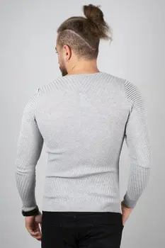 

DeepSEA Gray Wide Collar Slim Fit Thin Knitwear-Sweater 2001887