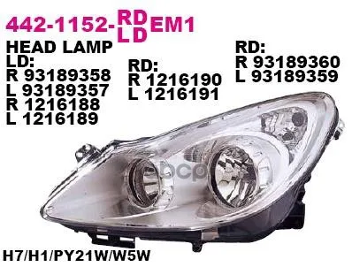 Фара Передн Лев С Эк Opel: Corsa 06- Depo арт. 442-1152L-LDEM1