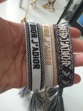 Tejido trenzado pulsera para Mujeres Hombres ajustable pulsera de la borla Bordado de letras brazaletes de la Amistad joyería regalos 2021