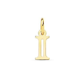 

18k gold pendant letter I uppercase 11mm. Double strip openwork smooth