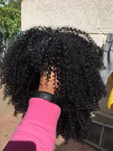 Pelucas Afro rizadas de pelo corto con flequillo para mujeres negras, cabello sintético africano sin pegamento, Cosplay, Lizzy de alta temperatura