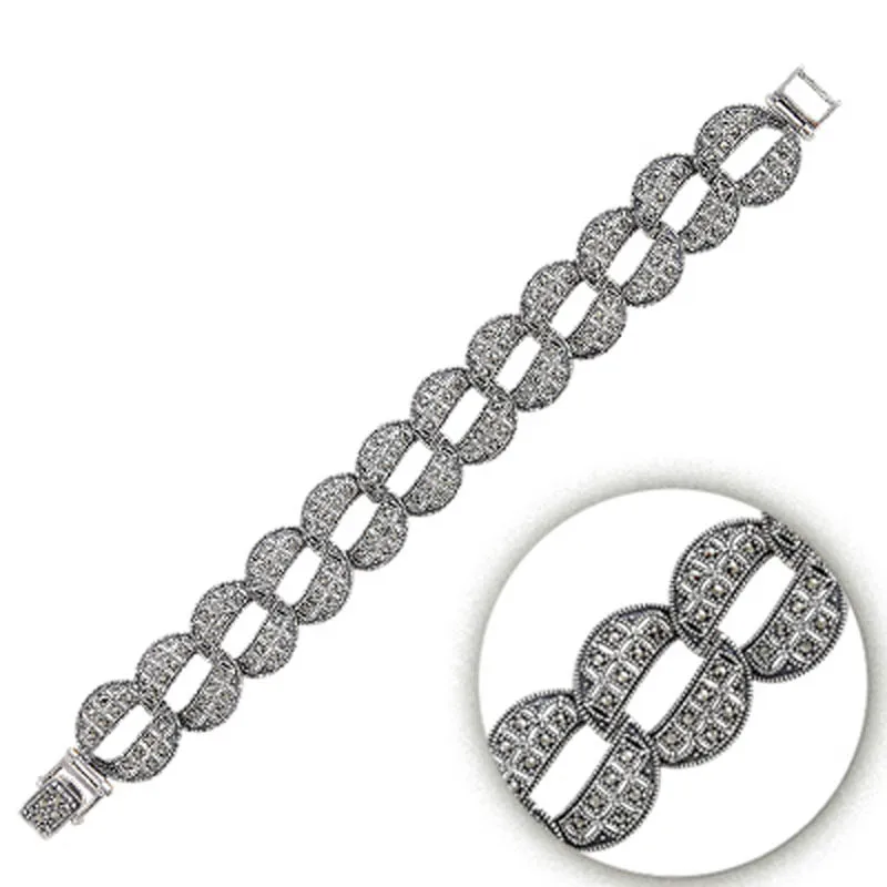 Серебряный 925 пробы Браслет из марказита