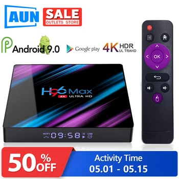 

AUN H96 MAX TV Box Smart Android 9.0 RK3318 4GB 32GB 64GB Media player 4K Google Voice Assistant Netflix Youtube