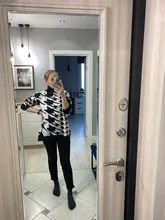 White Sweater Turtleneck Long Pullover Simplee Knitted Houndstooth Black Women Warm Fashion