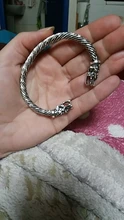 Pulsera Vintage de cabeza de dragón, brazalete abierto con boca, estilo nórdico, Vikingo, diseño trenzado antiguo tallado, joyería