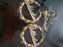 DOREMI-pendientes de aro de bambú de acero inoxidable, personalizables, con nombre, estilo bambú, con palabras llamativas