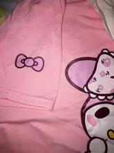 Camiseta japonesa de manga corta con estampado de dibujos animados para mujer, blusa rosa con cuello de muñeca, playera holgada suave para chica
