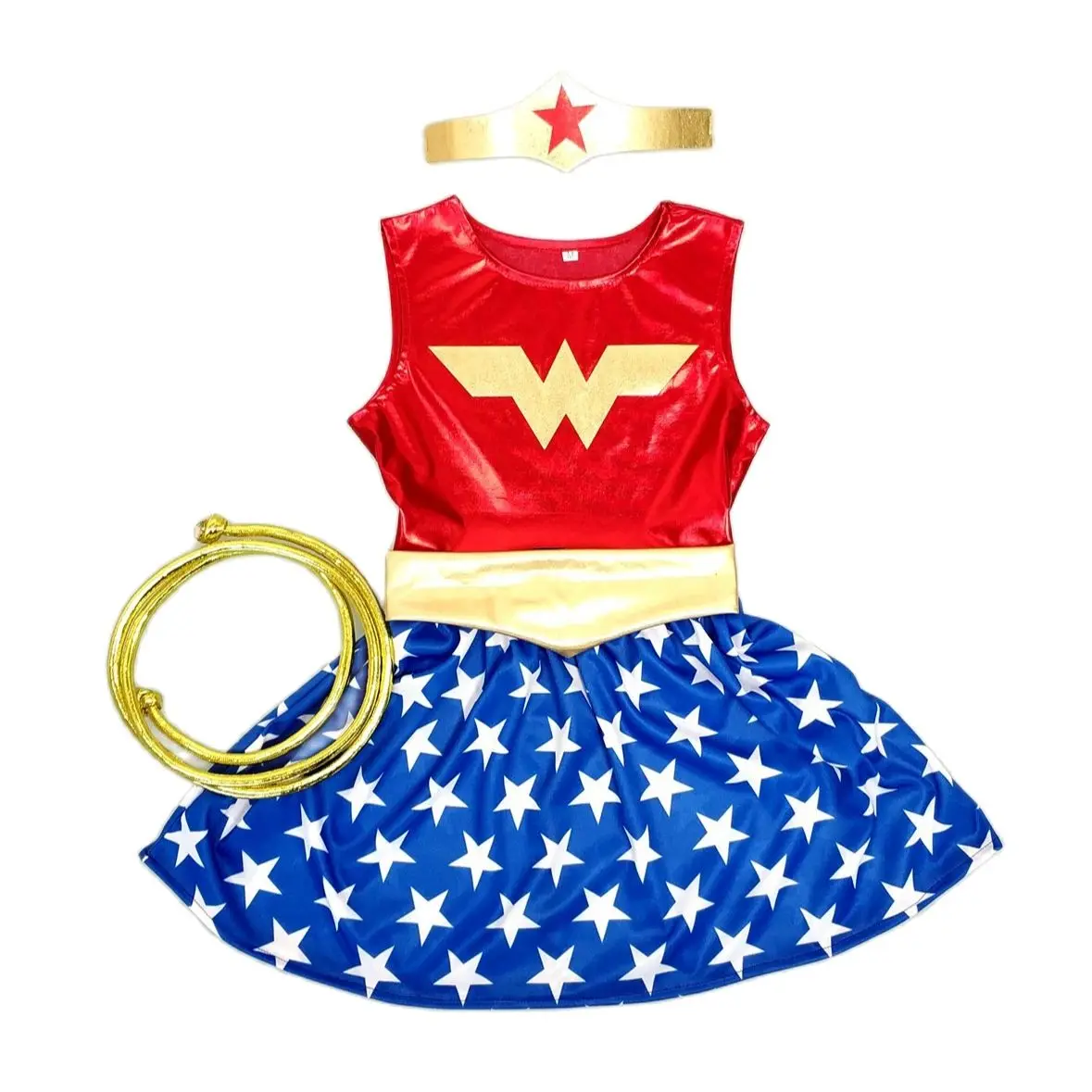 Children Summer Style Sleeveless Spandex 4 Pieces Sets Superhero Wonder Women Halloween Costumes for Kids Girls Cosplay Costume Kids Girls Dress Halloween Dress Outfit
