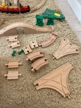 Vías de vía férrea de madera para niños, juguete de haya, accesorios de pista de tren de madera, apto para pistas de marca, juguetes educativos