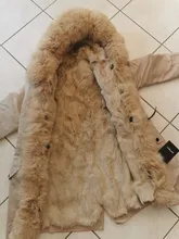 BLUENESSFAIR-Chaqueta larga impermeable de invierno para mujer, abrigo de piel de zorro y mapache Natural, ropa de calle extraíble, 2020