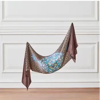

Silk Neck Scarf Model - Green Tomb Theme - Made in Turkey - %100 Silk - Art Collection Dignity