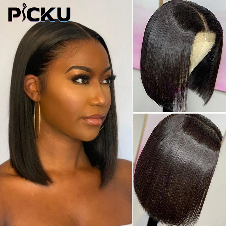 TRENDING! Straight Bob Wig Short Lace Front Wig Human Hair Pre Plucked HD Transparent Lace Wig 8-16 Inch Blunt Cut Lace Wig 150 Density