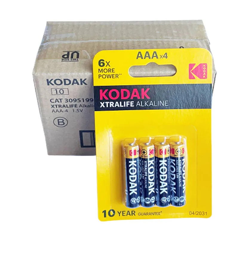 Boîte 40 batterie d'origine KODAK piles alcalines EXTRALIFE PUISSANCE Type  AAA LR3 LR03 1.5V 10 carte blister ensemble 4 PCs longue durée disposent de