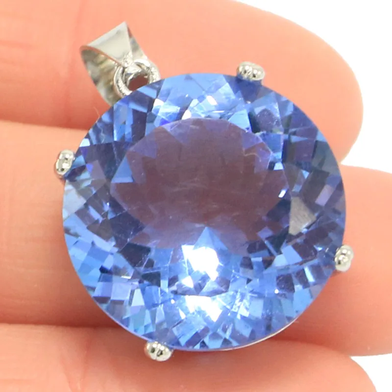 Silver Pendant Big Jewelry Set Gemstone 20mm Color Changing Alexandrite Topaz Mystic Topaz Females Dating