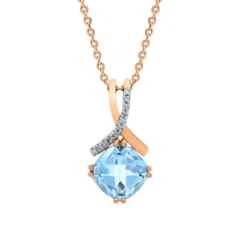 

Gold pendant with Topaz and diamonds sunlight sample 585