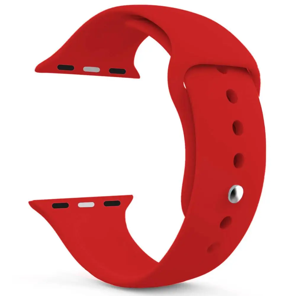 Apple Watch Silikon Kordon Kayış 42 мм 1 | 2 | 3 | 4 - Цвет: Красный