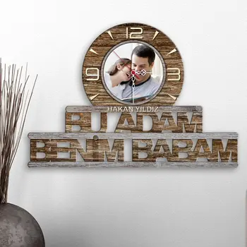 

Personalized This Man My Dad Design Decorative Wooden Wall Clock