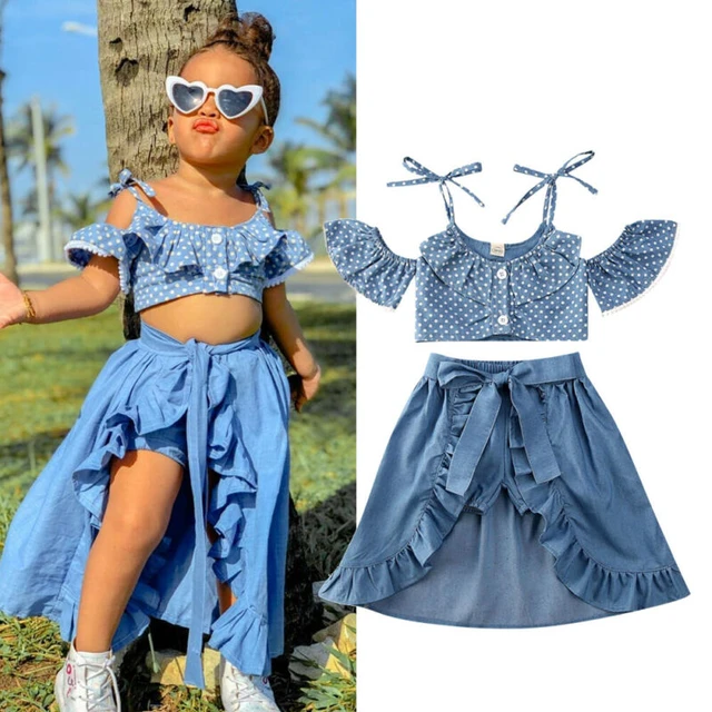 3Pcs Summer Girl Baby Kids Clothes Off-shoulder Ruffles T-shirt Top Shorts  Princess Belt Skirt Party Outfits Hot Sale 1-5T